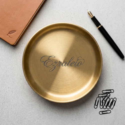 Personalized Catch All Dish Gold Stainless Steel Trinket Tray Gift for Her Custom Engraved