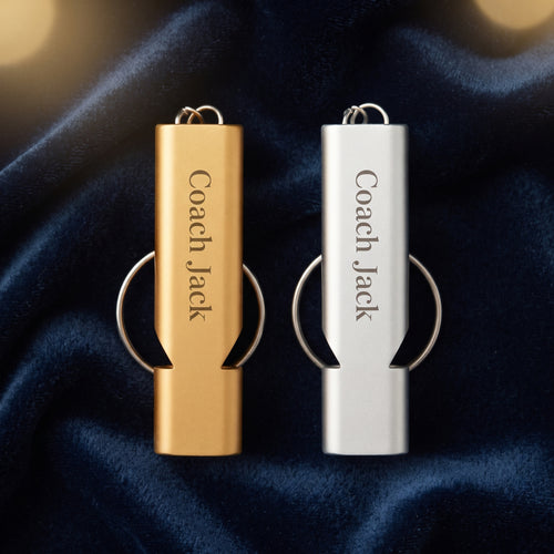 Personalized Emergency Survival Whistle Set of 2 Aluminum with Lanyard Custom Engraved