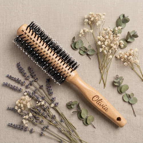 Personalized Wooden Hair Brush Round Curling Comb Bridesmaid Gift Custom Engraved
