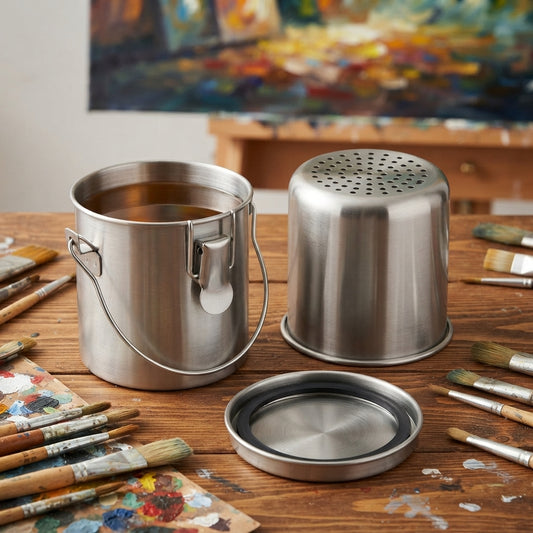 Personalized Paint Brush Washer Stainless Steel Airtight Cleaner for Oil and Acrylic Painting Custom Engraved