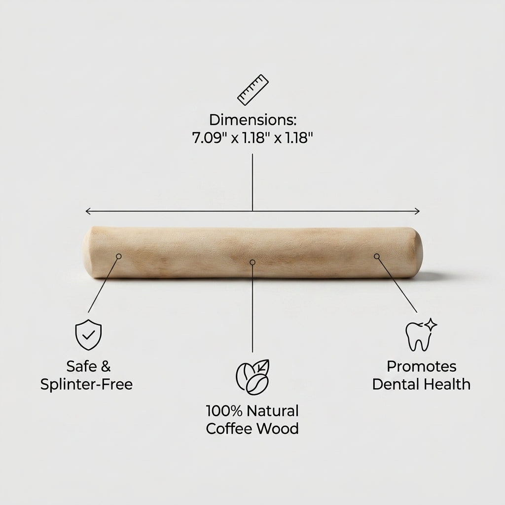 Personalized Coffee Wood Chew Stick for Dogs Custom Engraved