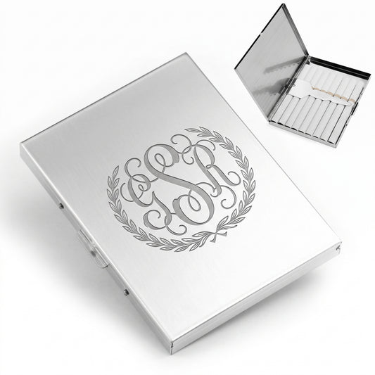 Personalized Cigarette Case Stainless Steel Extra Slim Gift for Smokers Custom Engraved
