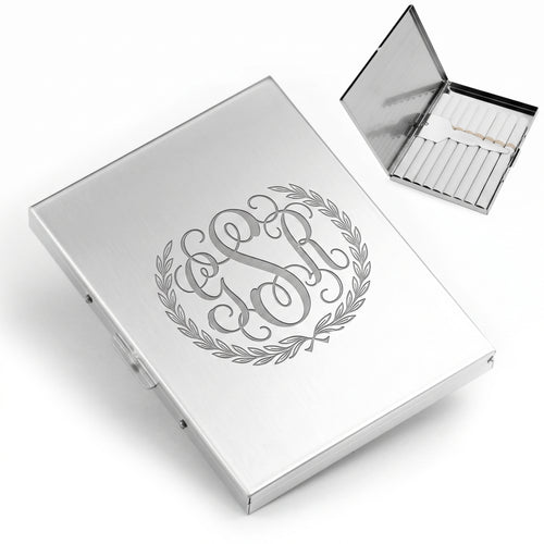 Personalized Cigarette Case Stainless Steel Extra Slim Gift for Smokers Custom Engraved
