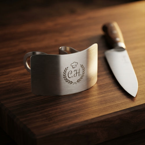 Personalized Finger Guard Stainless Steel Kitchen Safety Tool Custom Engraved