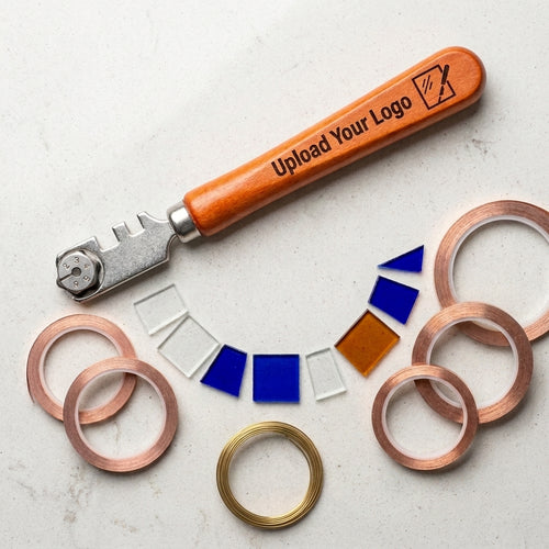 Personalized Glass Cutter 6 Wheel Tungsten Carbide with Wood Handle for Stained Glass and Mosaic Custom Engraved