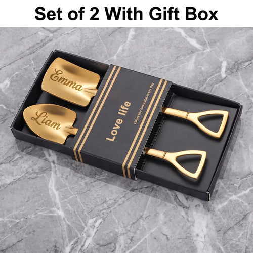 Personalized Gold Shovel Spoons Set Dessert Coffee Tea Housewarming Gift Custom Engraved