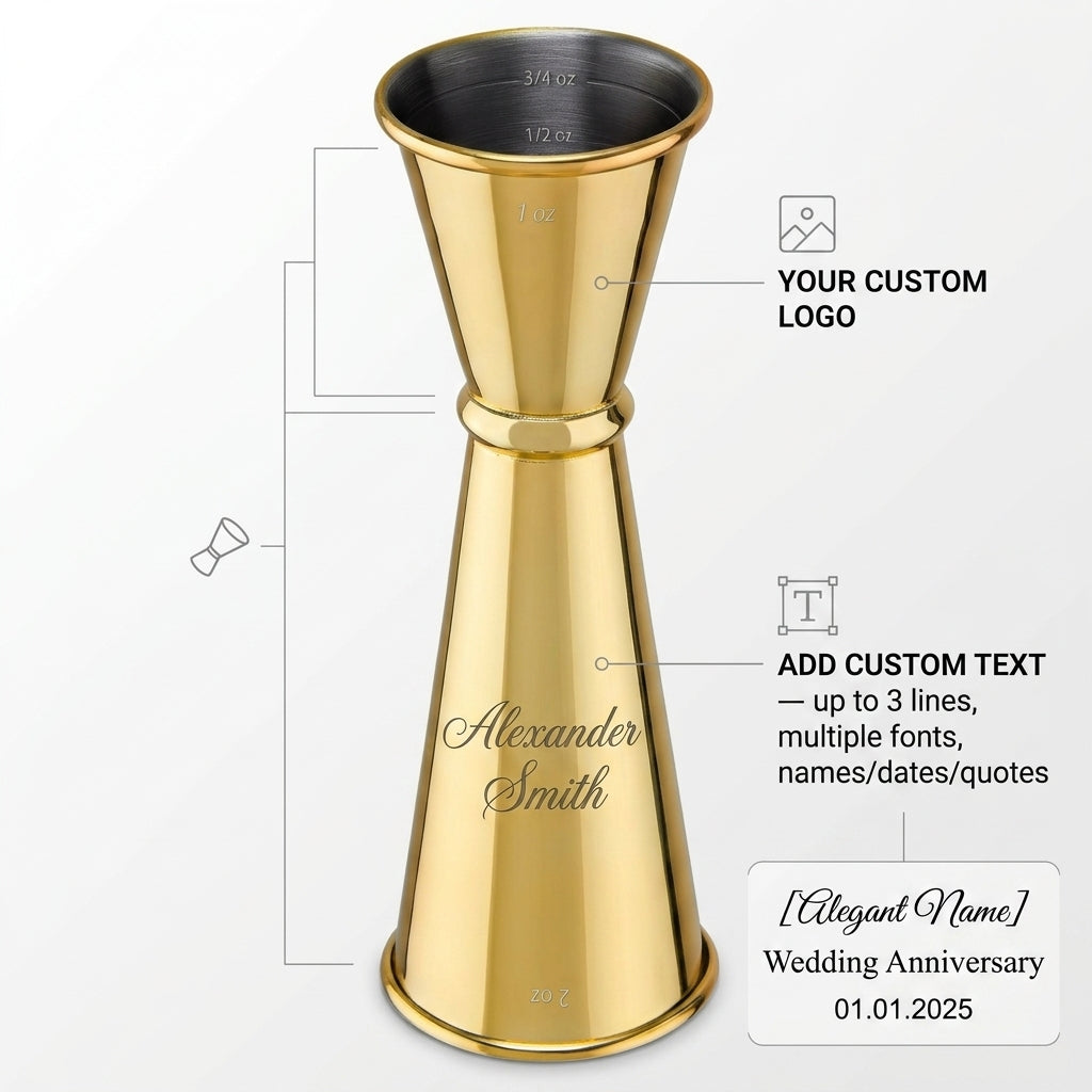 Personalized Cocktail Jigger Double Bartending Tool Stainless Steel Groomsmen Gift Custom Engraved