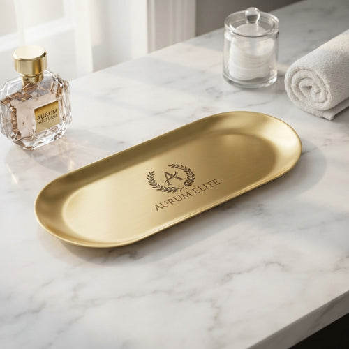 Personalized Jewelry Tray Gold Stainless Steel Oval Vanity Catchall Gift for Her Custom Engraved