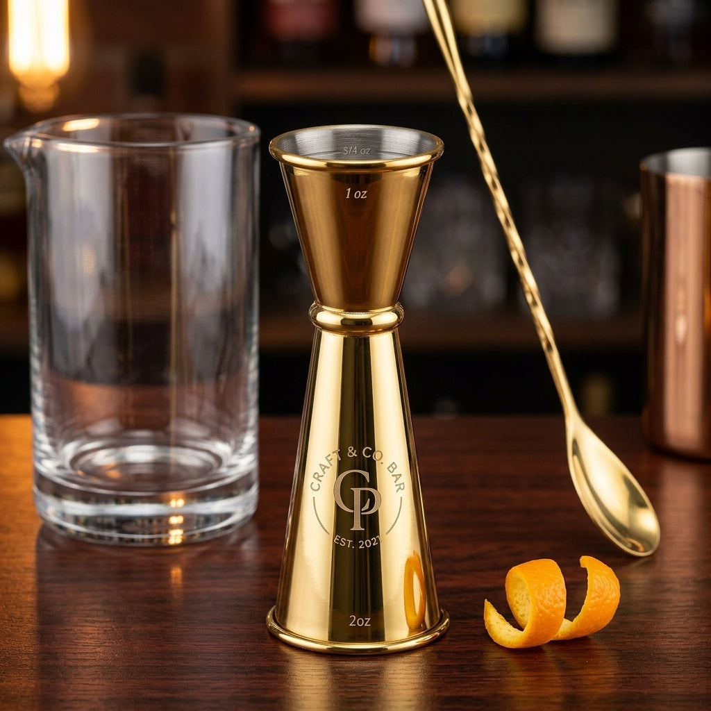 Personalized Cocktail Jigger Double Bartending Tool Stainless Steel Groomsmen Gift Custom Engraved