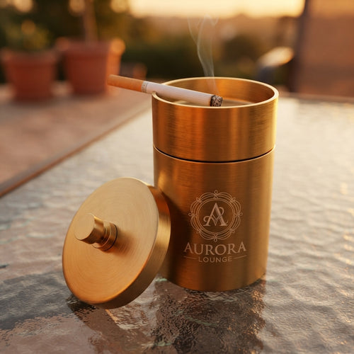 Personalized Car Ashtray with Lid Stainless Steel Smokeless Smell Proof Custom Engraved