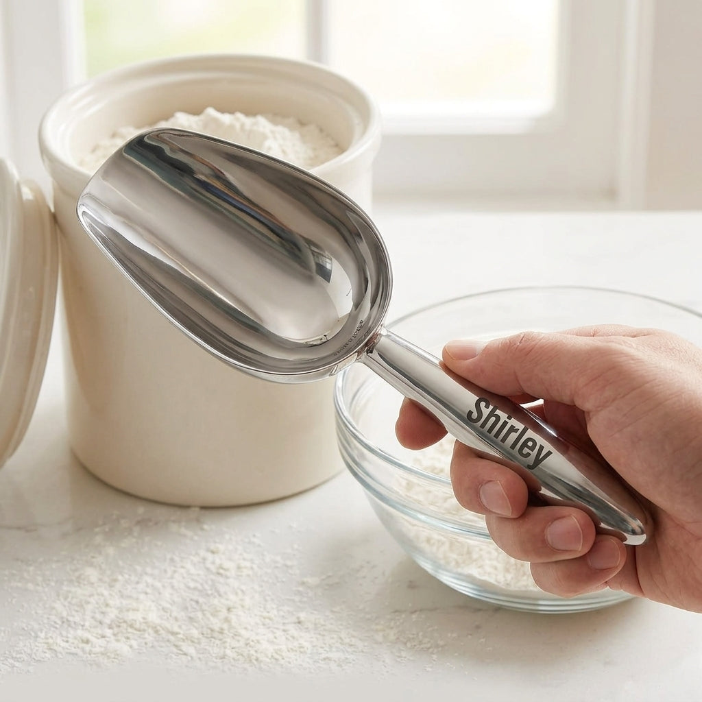 Personalized Metal Ice Scoop Stainless Steel Utility Scoop Housewarming Gift Custom Engraved