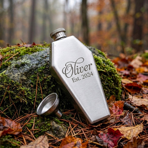 Personalized Coffin Flask Stainless Steel Hip Flask Groomsman Gift Custom Engraved