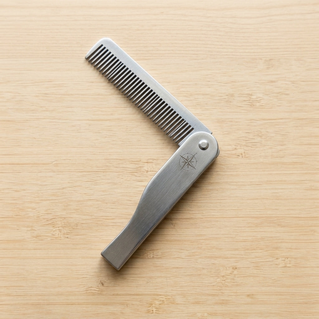Personalized Beard Comb Stainless Steel Folding Gift for Him Custom Engraved