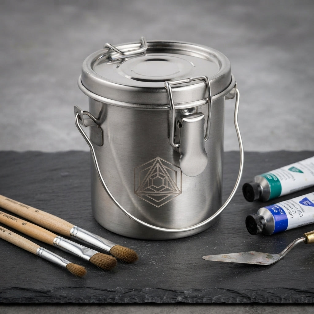 Personalized Paint Brush Washer Stainless Steel Airtight Cleaner for Oil and Acrylic Painting Custom Engraved