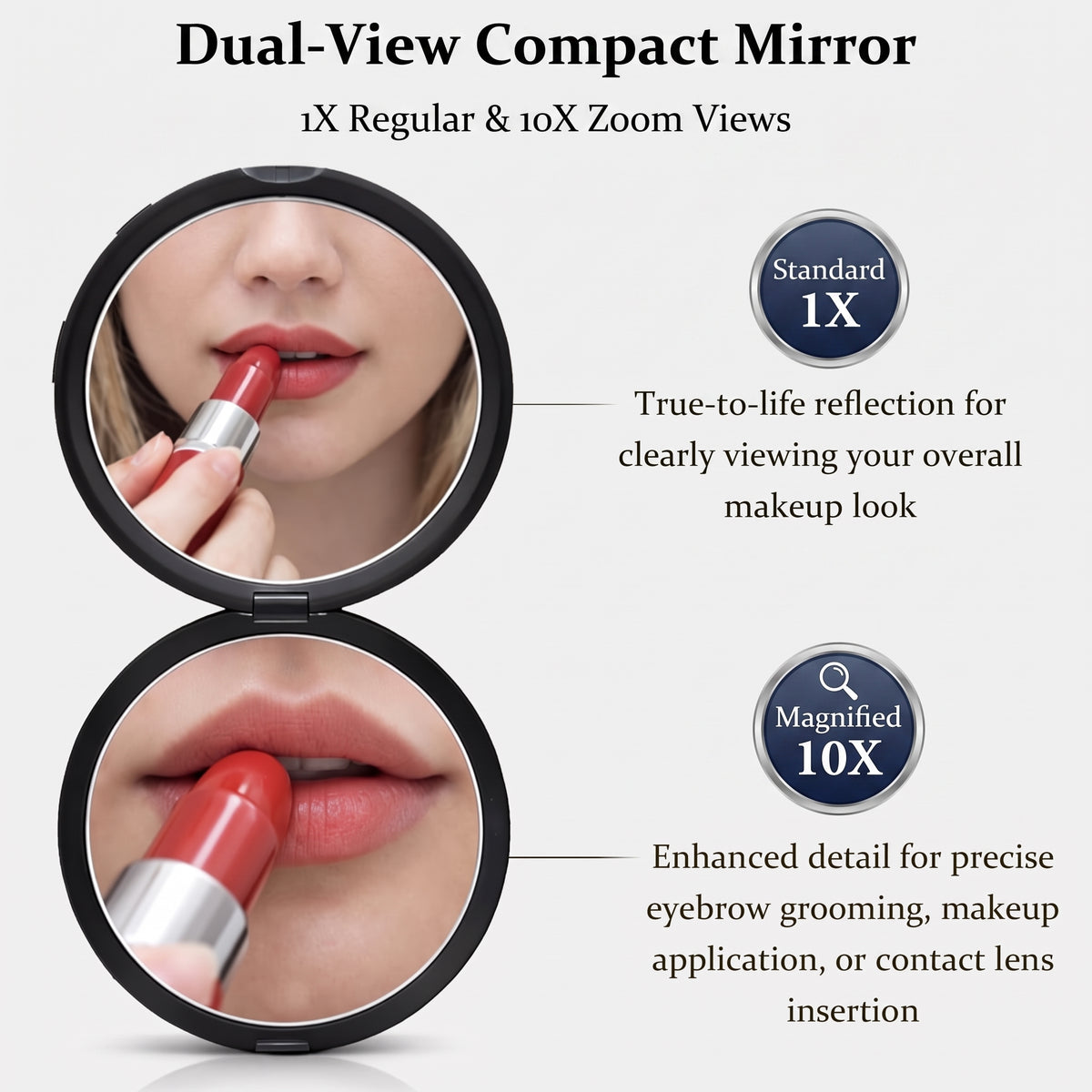 Personalized Compact Makeup Mirror 10X Magnifying Double Sided Travel Pocket Mirror Custom Engraved