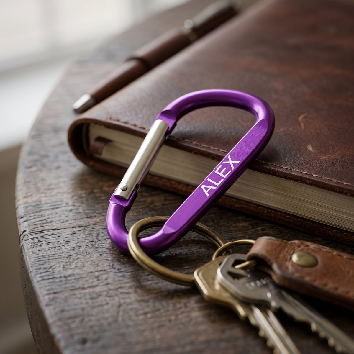 Personalized Carabiner Keychain Set Aluminum Spring Snap Hook Gift for Him Custom Engraved