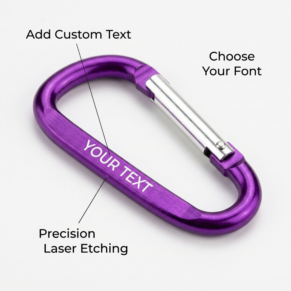 Personalized Carabiner Keychain Set Aluminum Spring Snap Hook Gift for Him Custom Engraved