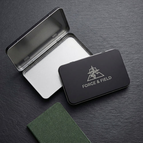 Personalized Metal Tin Box Rectangular Hinged Lid 10 Year Anniversary Gift Custom Engraved