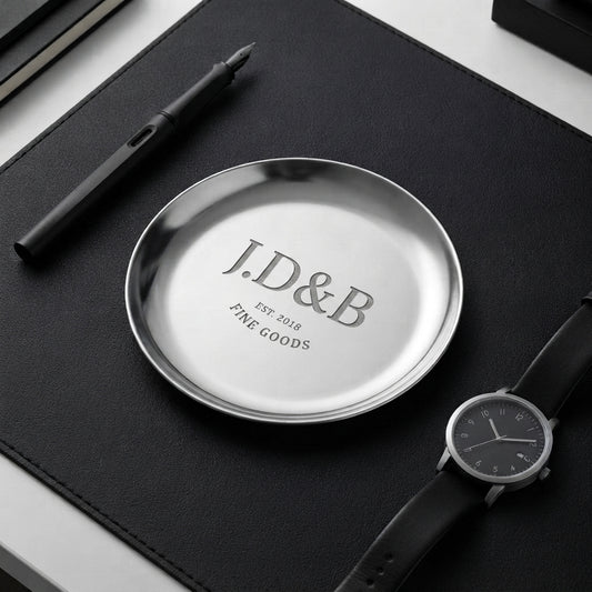 Personalized Ring Dish Silver Stainless Steel Round Trinket Tray Wedding Gift Custom Engraved