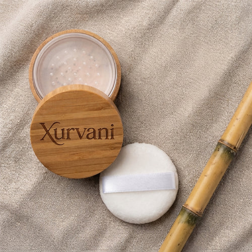 Personalized Loose Powder Container Bamboo Refillable Travel Case with Sifter and Puff Custom Engraved