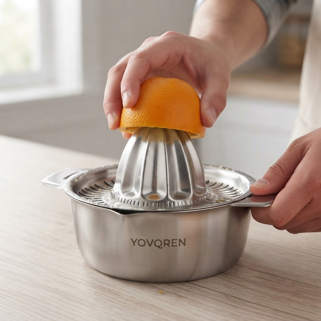 Personalized Citrus Juicer Stainless Steel Manual Hand Press Lemon Squeezer with Bowl Custom Engraved