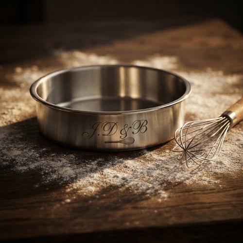 Personalized Stainless Steel Cake Pan Round Baking Pan Housewarming Gift Custom Engraved