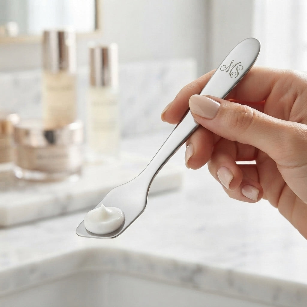 Personalized Makeup Spatula Stainless Steel Cosmetic Cream and Skincare Applicator Custom Engraved