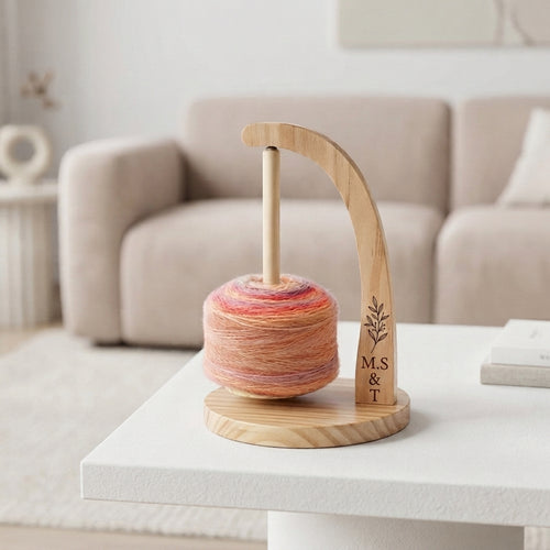 Personalized Wooden Yarn Holder Magnetic Rotating Spinner Gift for Mom Custom Engraved