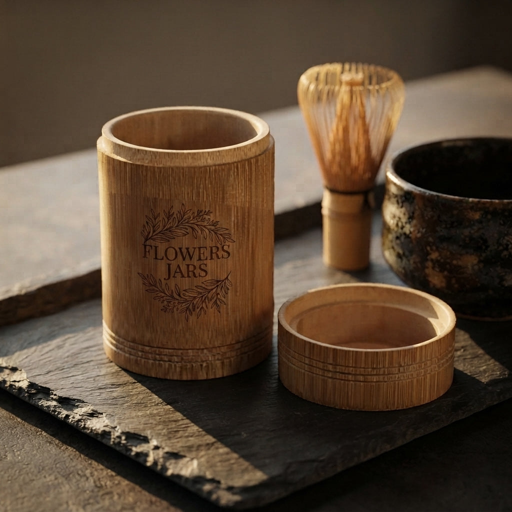 Personalized Bamboo Tea Canister Coffee Bean Storage Jar Housewarming Gift Custom Engraved
