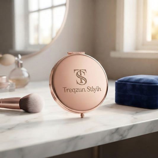 Personalized Compact Mirror Rose Gold Double Sided Magnifying Pocket Mirror Bridesmaid Gift Custom Engraved