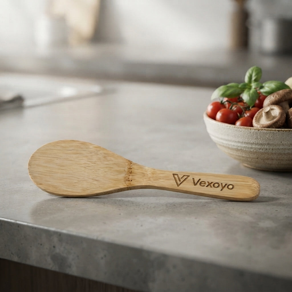 Personalized Bamboo Rice Paddle Non Stick Wooden Serving Spoon Housewarming Gift Custom Engraved