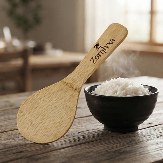 Personalized Bamboo Rice Paddle Non Stick Wooden Serving Spoon Housewarming Gift Custom Engraved