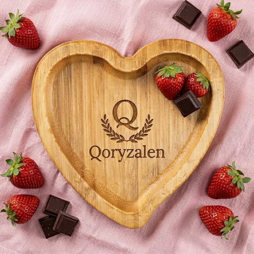Personalized Heart Shaped Wood Serving Tray Christmas Gift Custom Engraved