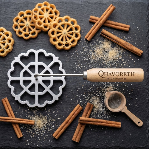 Personalized Bunuelos Mold Rosette Iron Set Wooden Handle Custom Engraved