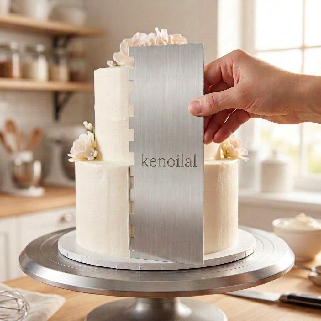 Personalized Cake Scraper Stainless Steel Double Sided Icing Smoother and Decorating Comb Custom Engraved