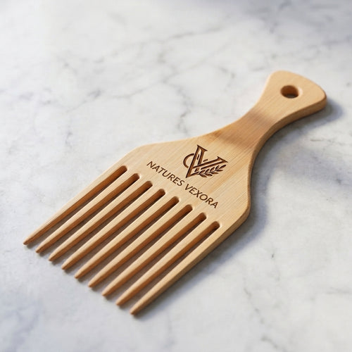 Personalized Afro Pick Bamboo Detangling Comb Gift for Him Custom Engraved