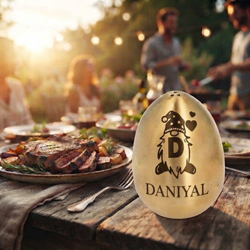 Personalized Egg Shaped Salt Shaker Gold Stainless Steel Tabletop Salt Dispenser Custom Engraved