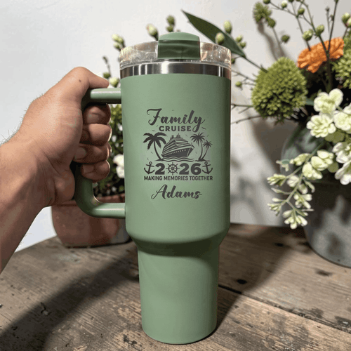 Personalized Family Cruise 2026 40oz Tumbler | Custom Name & Year Engraved Stanley Quencher