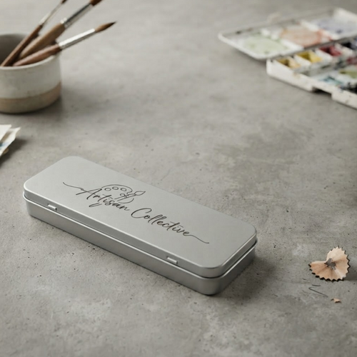 Personalized Pencil Case Metal Hinged Silver Slim Back to School Gift Custom Engraved
