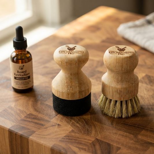 Personalized Cutting Board Oil Wax Applicator and Scrub Brush Set Custom Engraved