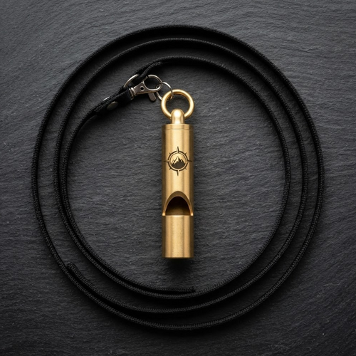 Personalized Safety Whistle Brass Emergency Whistle with Lanyard Custom Engraved