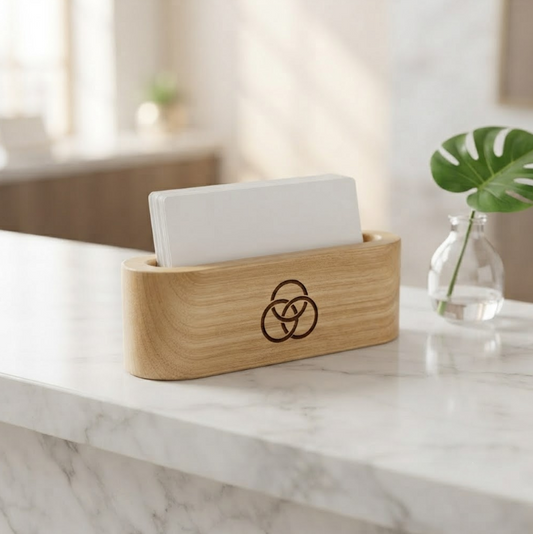 Personalized Business Card Holder Minimalist Wood Desk Stand Corporate Gift Custom Engraved