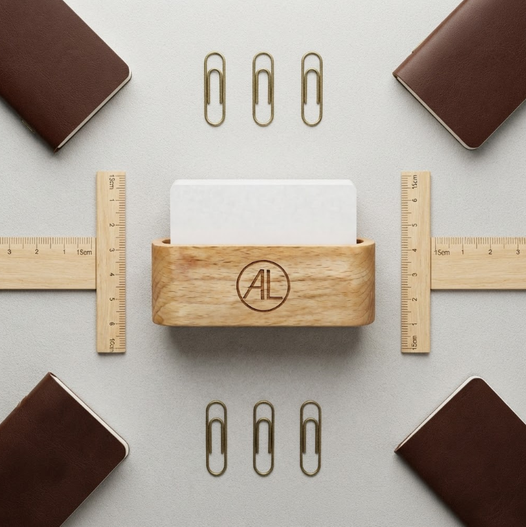 Personalized Business Card Holder Minimalist Wood Desk Stand Corporate Gift Custom Engraved