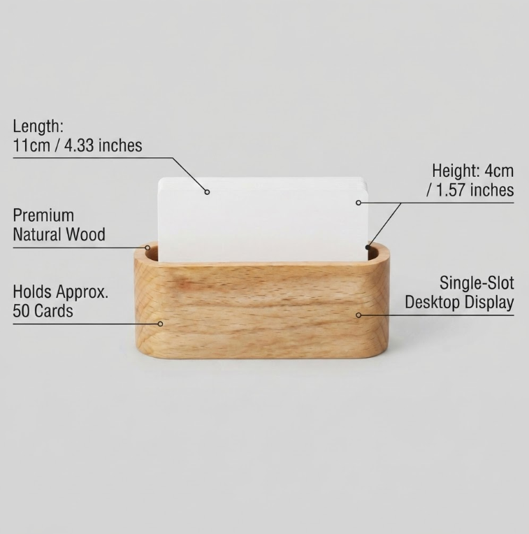 Personalized Business Card Holder Minimalist Wood Desk Stand Corporate Gift Custom Engraved