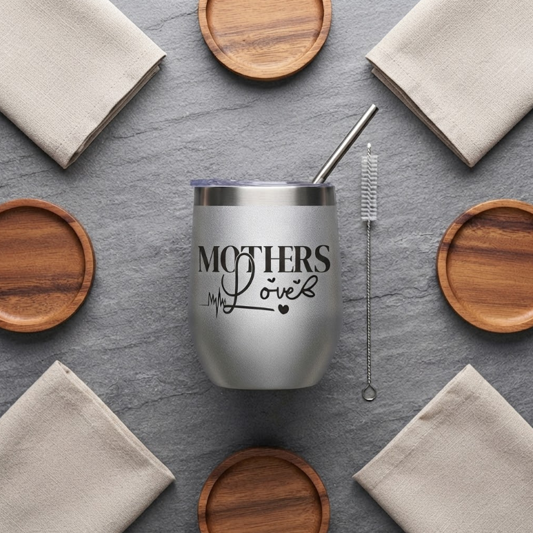 Personalized Wine Tumbler Insulated Stainless Steel with Lid and Straw Bridesmaid Gift Custom Engraved