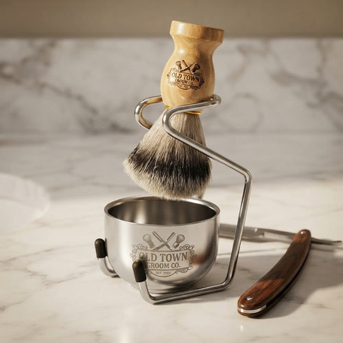 Personalized Shaving Brush and Bowl Set Synthetic Badger Hair Gift for Him Custom Engraved