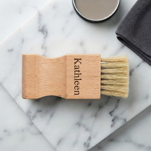 Personalized Shoe Shine Brush Wooden Handle Gift for Dad Custom Engraved