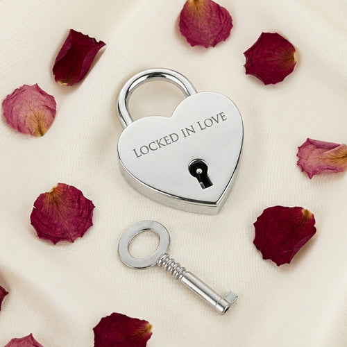 Personalized Heart Shaped Padlock with Key Wedding Gift Custom Engraved