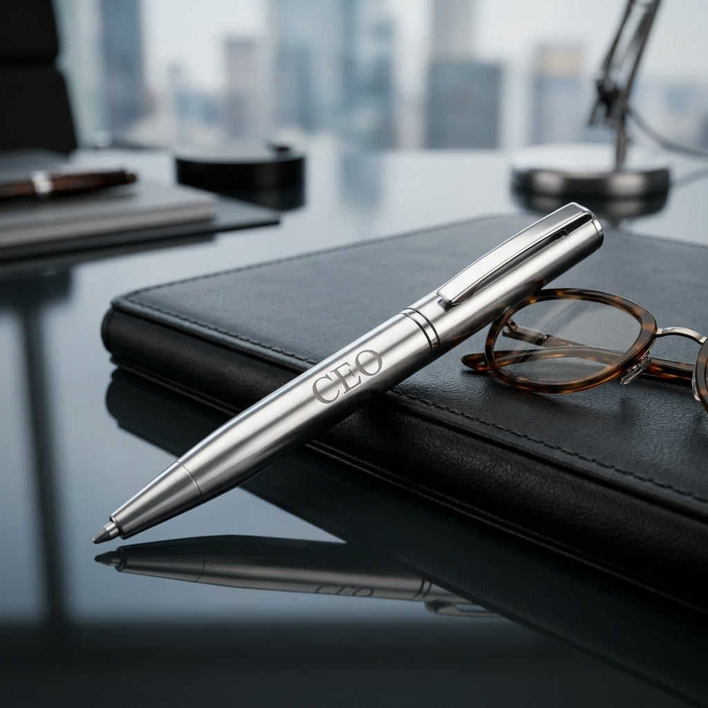 Personalized Ballpoint Pen Set of 2 Retractable Stainless Steel Gift for Him or Her Custom Engraved