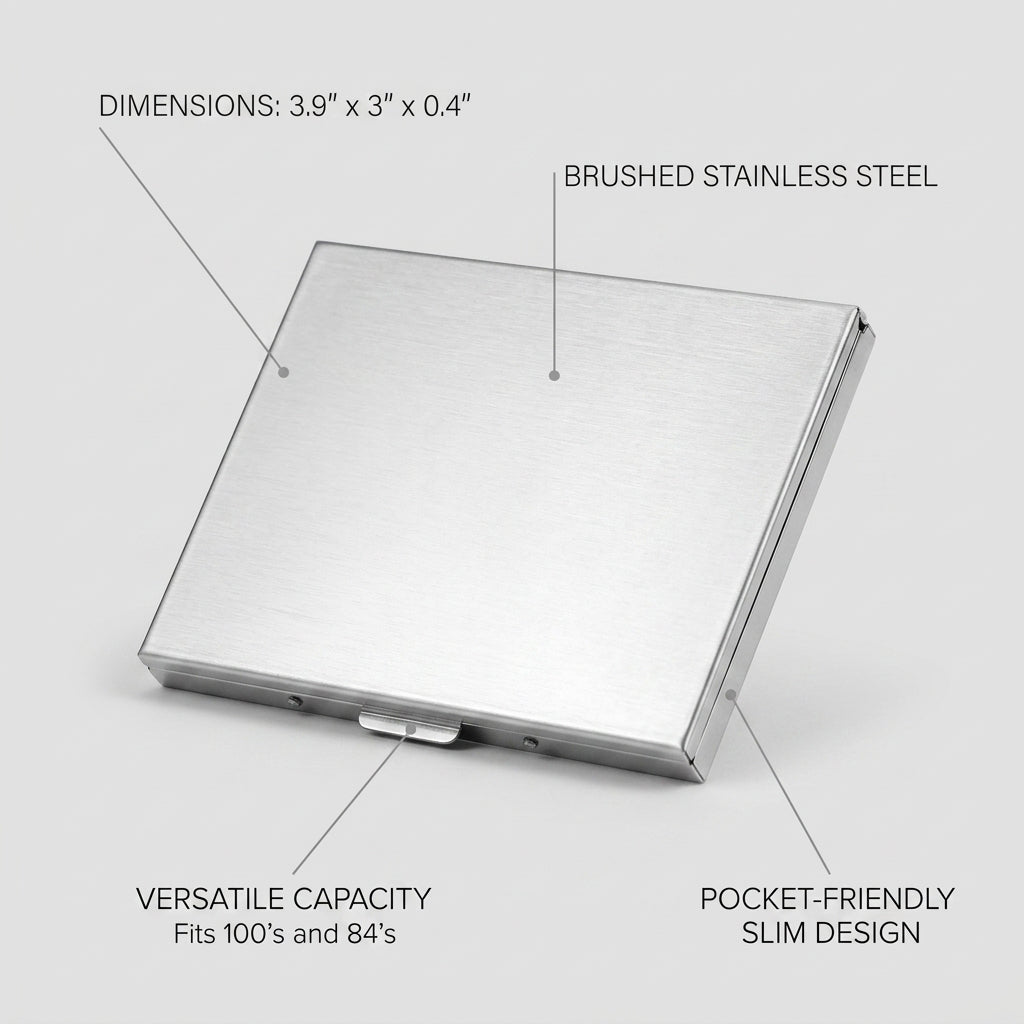 Personalized Cigarette Case Stainless Steel Extra Slim Gift for Smokers Custom Engraved